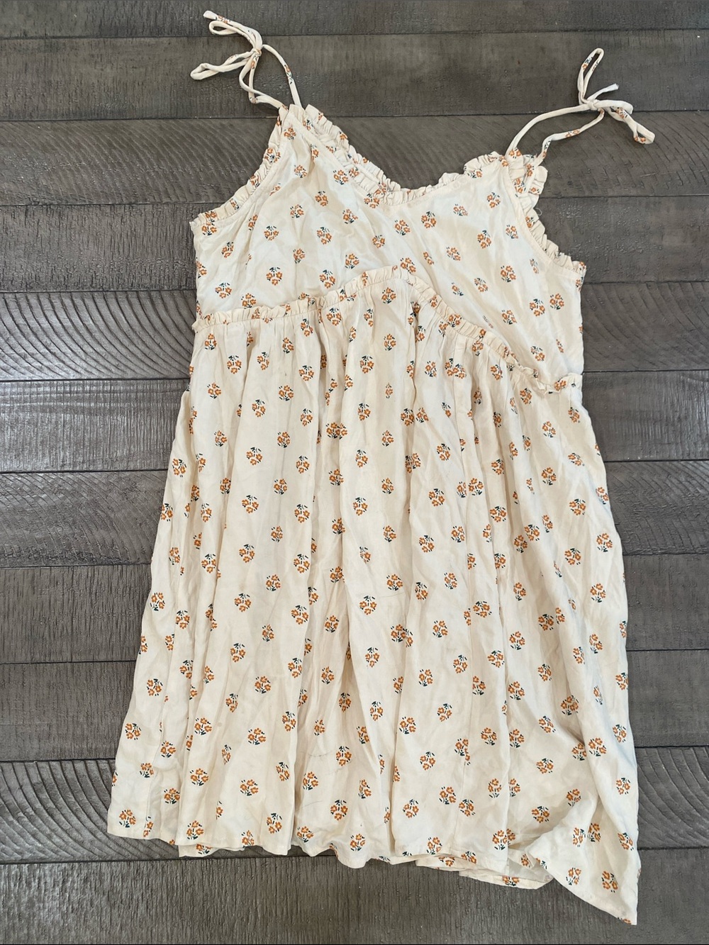 Patrons of Peace Cream Dress with Orange Floral Print